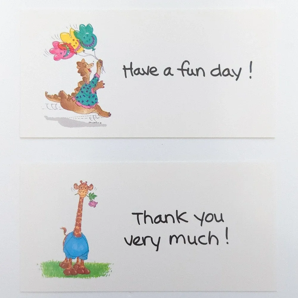 Suzy's Zoo Vintage 1990s Mini Messages 4x2 Enclosure‎ Greeting Cards (Set of 15)